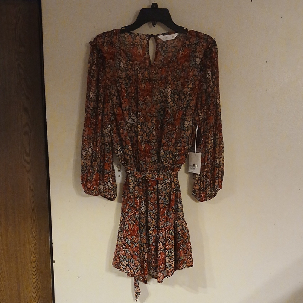 Lauren Conrad Nwt Floral Long Sleeve Dress With Lining. Retail 50.00. Size PXL